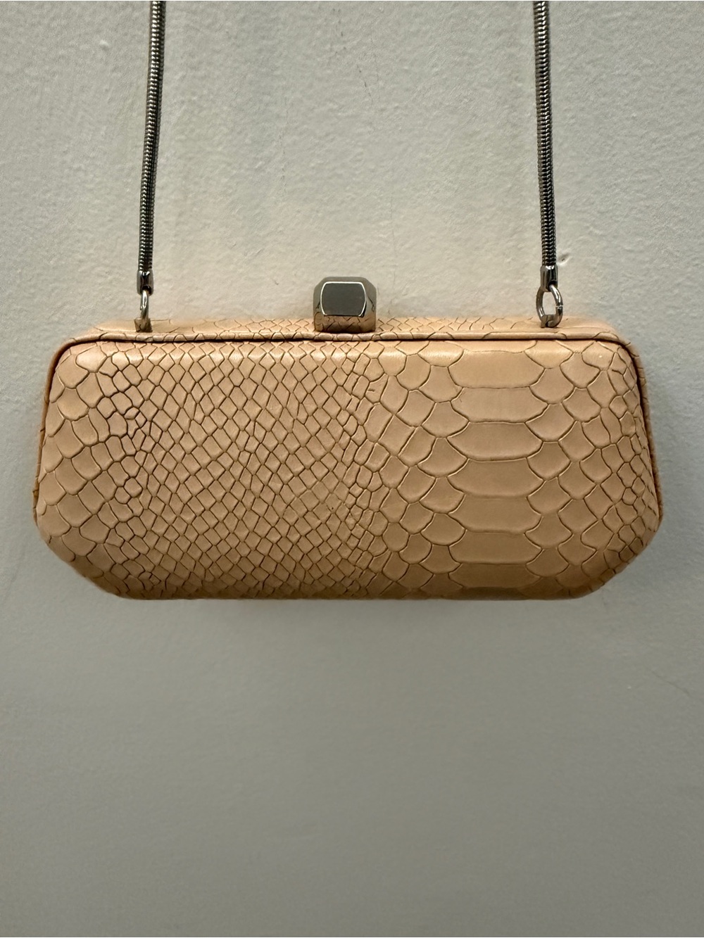 Rebecca Minkoff Neutral Python-Embossed Clutch Handbag - Picture 5 of 12